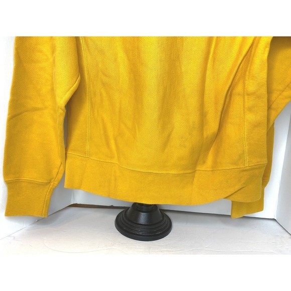 Champion Reverse Weave Sweatshirt Crew Mens S Yellow Gold Embroidered Blue Logo - Picture 2 of 16
